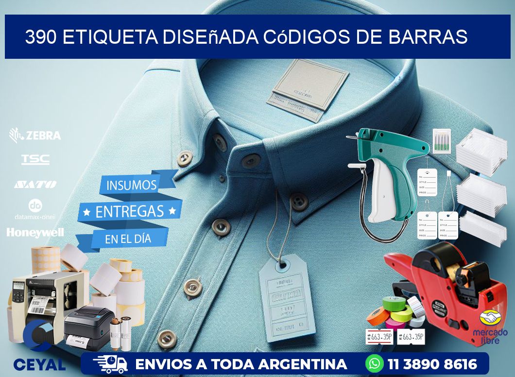 390 etiqueta diseñada códigos de barras
