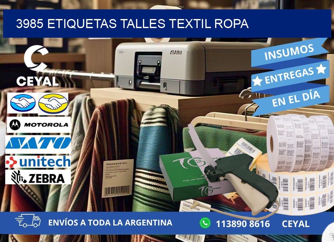 3985 ETIQUETAS TALLES TEXTIL ROPA