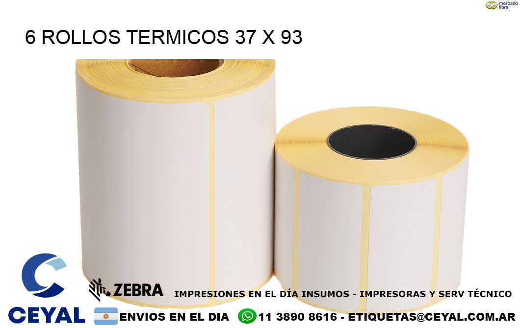 6 ROLLOS TERMICOS 37 x 93