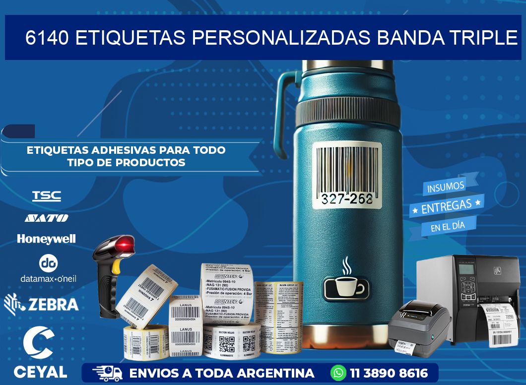 6140 Etiquetas personalizadas banda triple