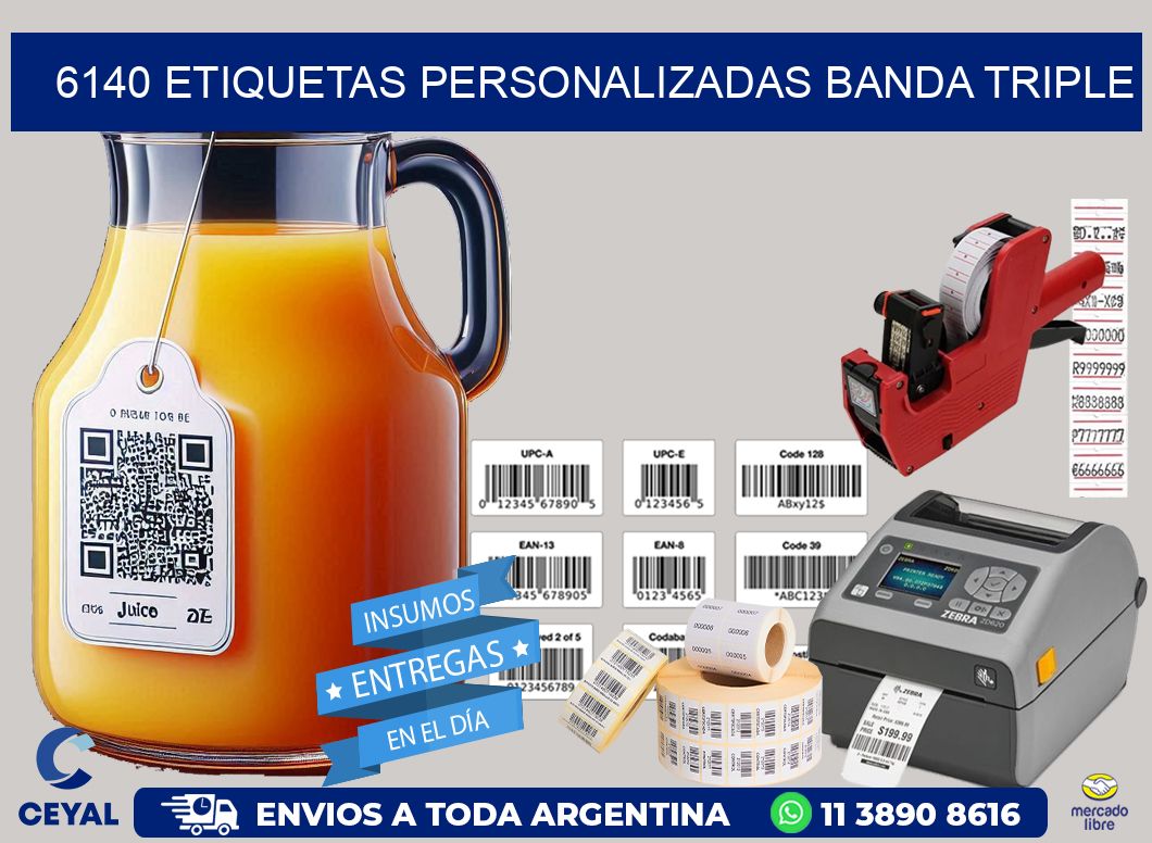 6140 Etiquetas personalizadas banda triple