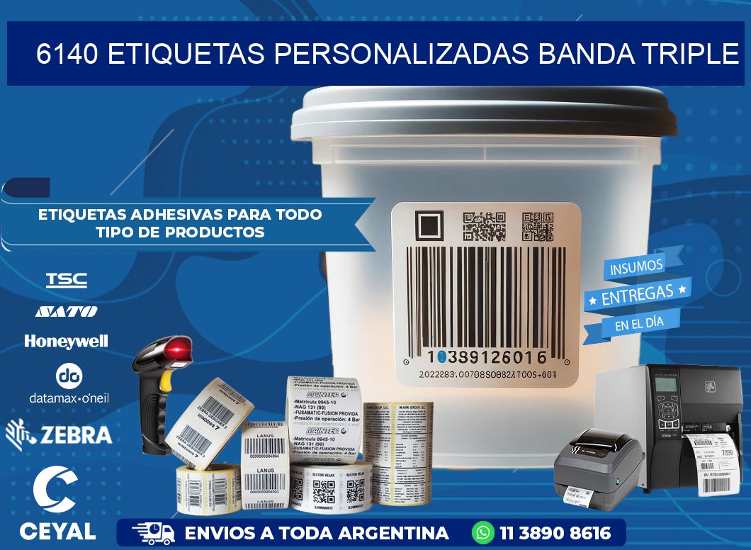 6140 Etiquetas personalizadas banda triple