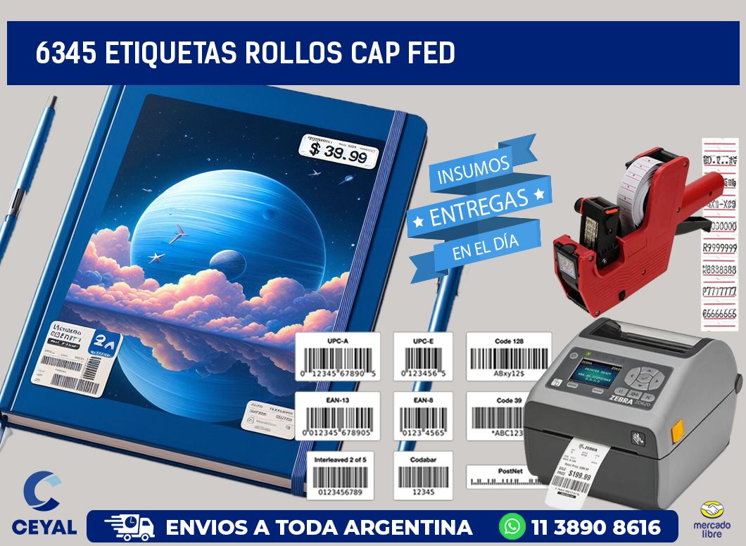 6345 etiquetas rollos CAP FED