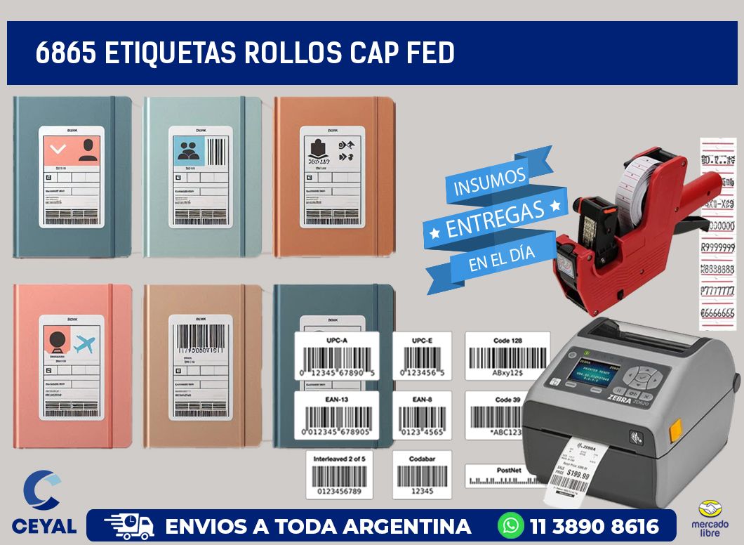 6865 etiquetas rollos CAP FED