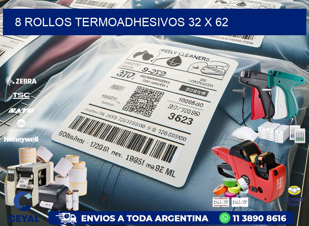 8 ROLLOS TERMOADHESIVOS 32 x 62