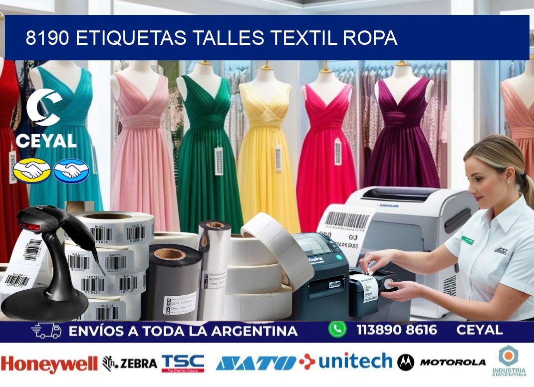 8190 ETIQUETAS TALLES TEXTIL ROPA