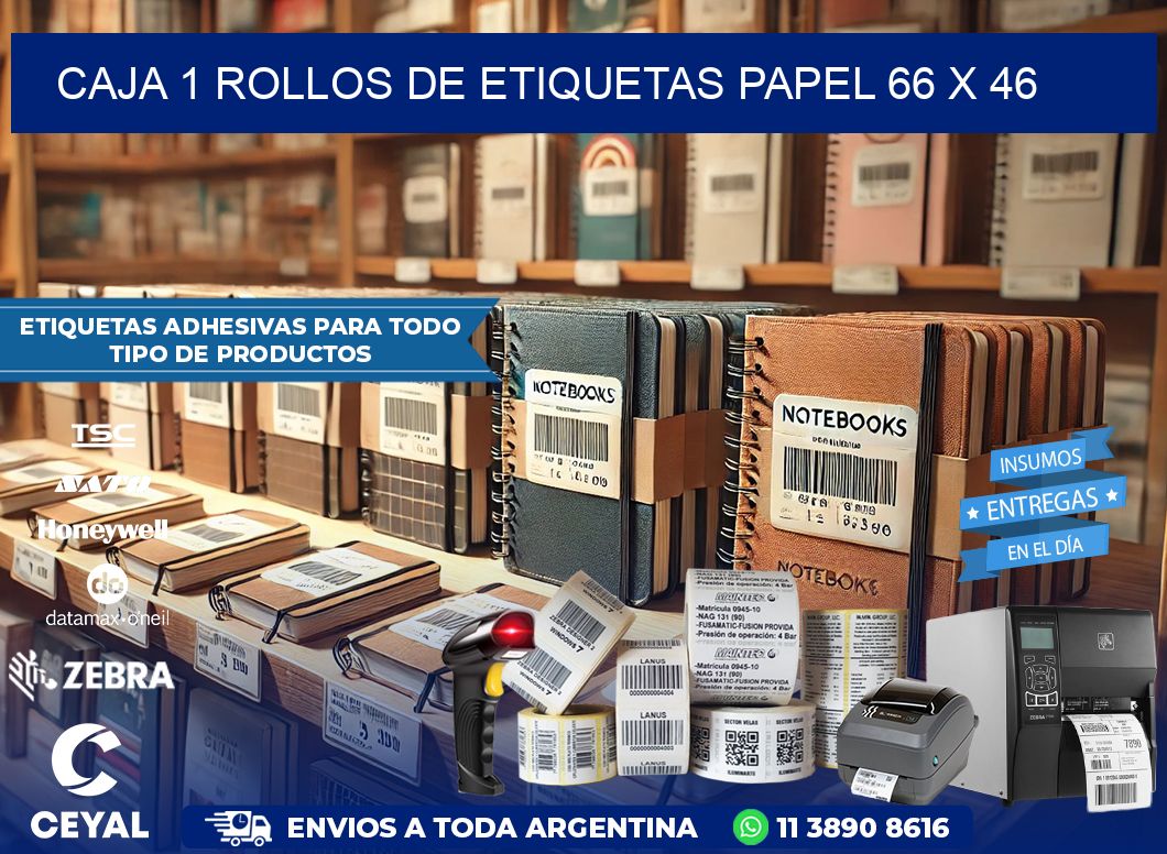CAJA 1 ROLLOS DE ETIQUETAS PAPEL 66 x 46