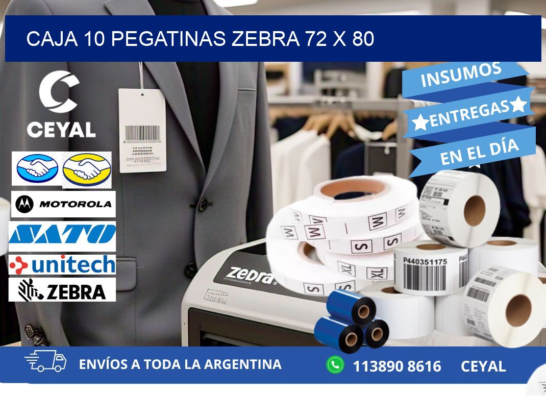 CAJA 10 PEGATINAS ZEBRA 72 x 80