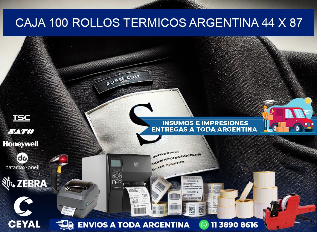 CAJA 100 ROLLOS TERMICOS ARGENTINA 44 x 87