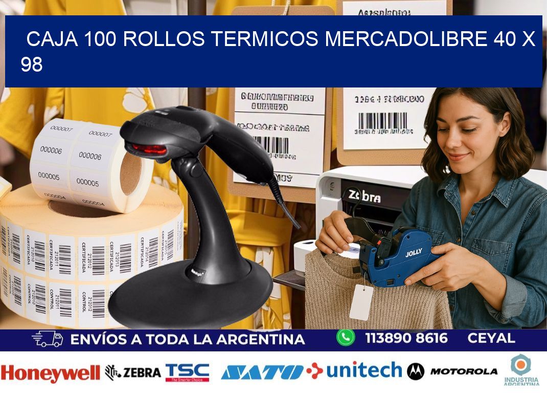 CAJA 100 ROLLOS TERMICOS MERCADOLIBRE 40 x 98