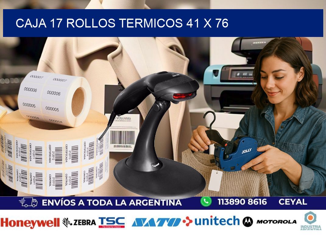 CAJA 17 ROLLOS TERMICOS 41 x 76