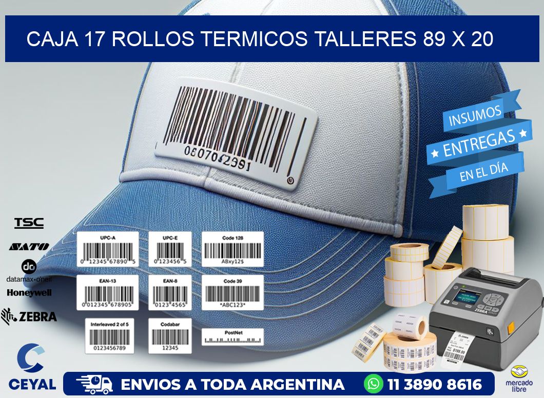CAJA 17 ROLLOS TERMICOS TALLERES 89 x 20