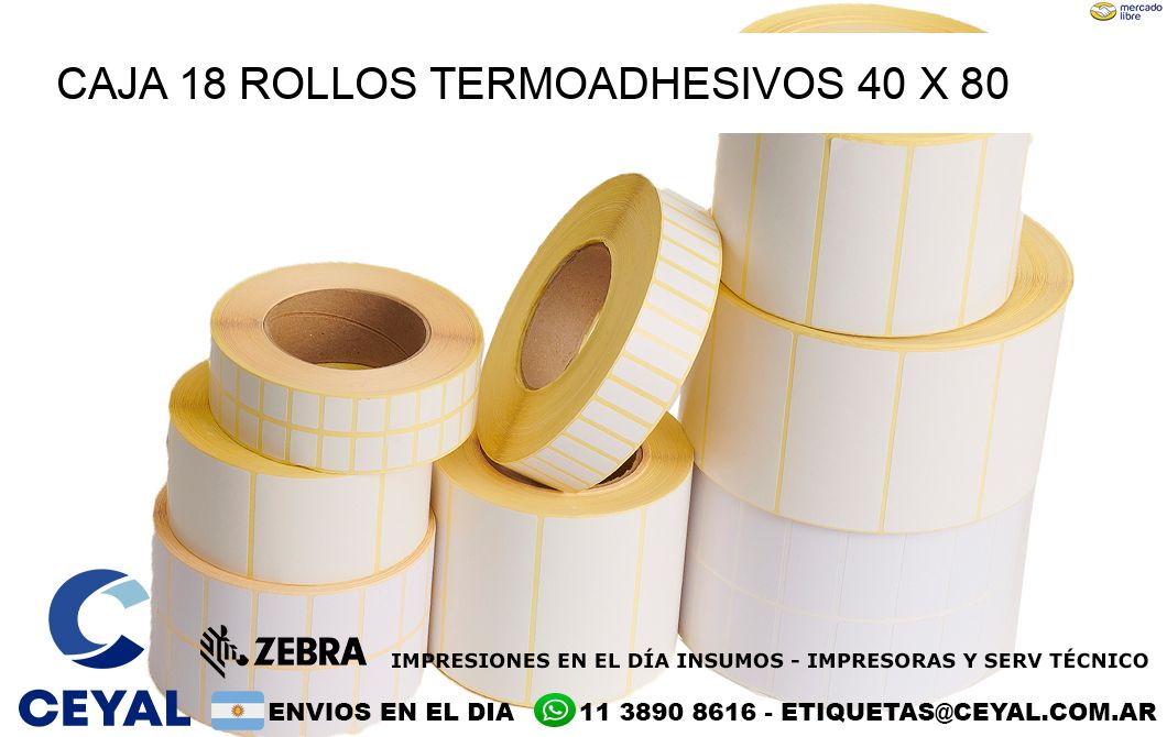 CAJA 18 ROLLOS TERMOADHESIVOS 40 x 80