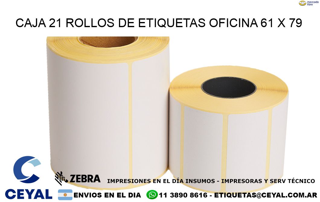 CAJA 21 ROLLOS DE ETIQUETAS OFICINA 61 x 79