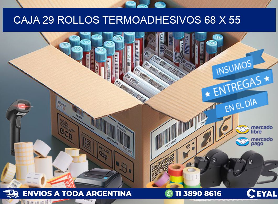 CAJA 29 ROLLOS TERMOADHESIVOS 68 x 55