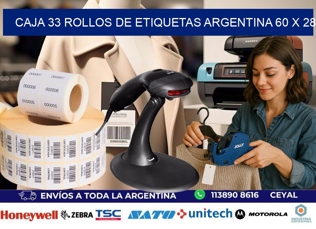CAJA 33 ROLLOS DE ETIQUETAS ARGENTINA 60 x 28