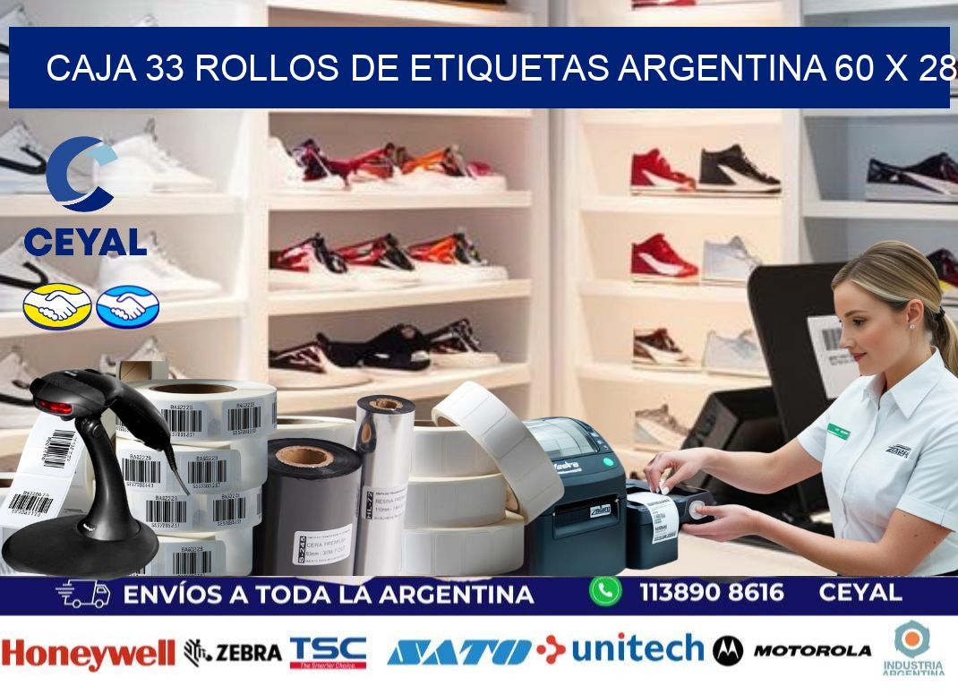 CAJA 33 ROLLOS DE ETIQUETAS ARGENTINA 60 x 28