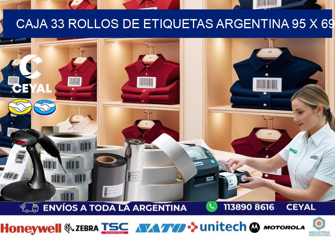 CAJA 33 ROLLOS DE ETIQUETAS ARGENTINA 95 x 69