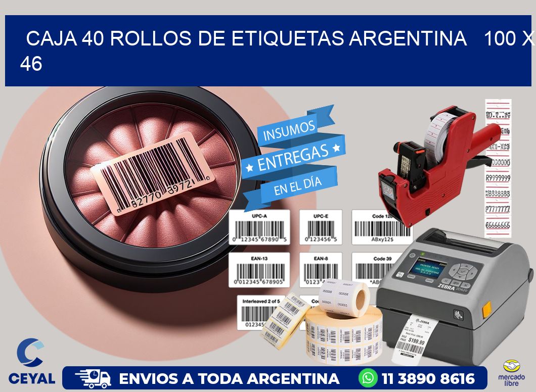 CAJA 40 ROLLOS DE ETIQUETAS ARGENTINA   100 x 46