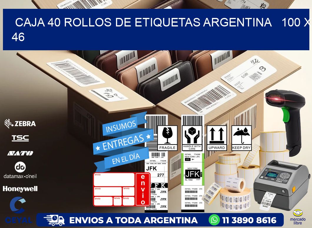 CAJA 40 ROLLOS DE ETIQUETAS ARGENTINA   100 x 46
