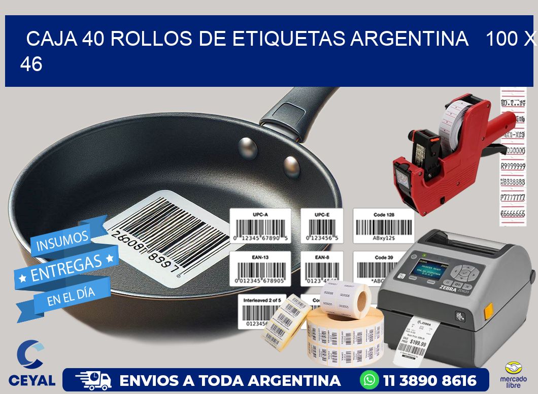 CAJA 40 ROLLOS DE ETIQUETAS ARGENTINA   100 x 46