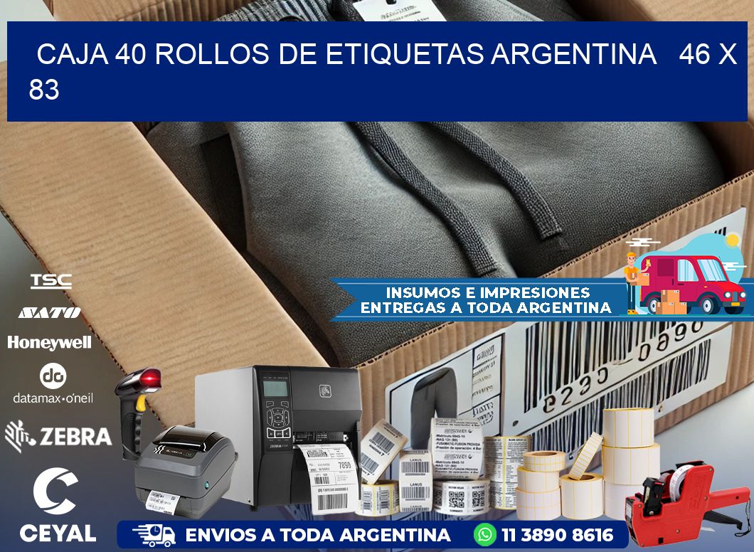 CAJA 40 ROLLOS DE ETIQUETAS ARGENTINA   46 x 83