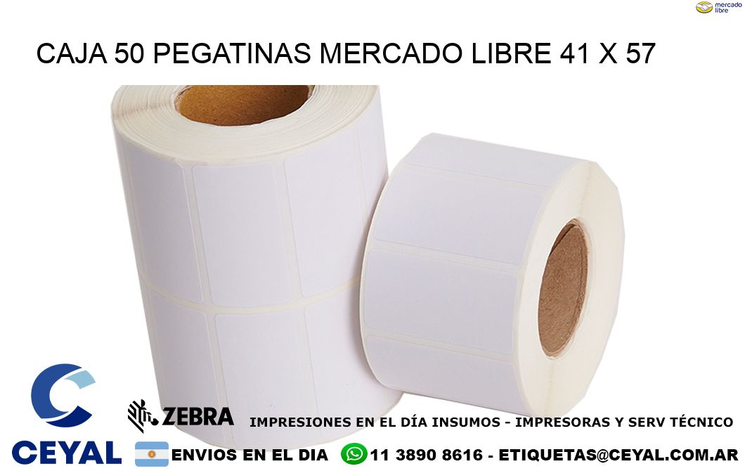 CAJA 50 PEGATINAS MERCADO LIBRE 41 x 57