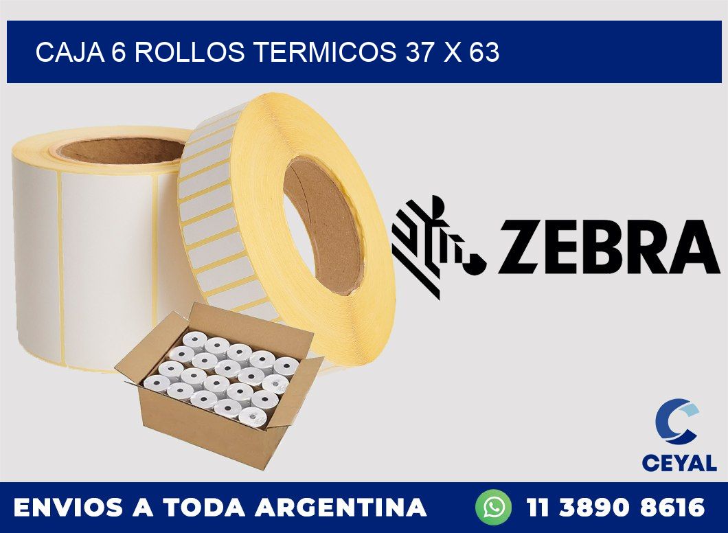 CAJA 6 ROLLOS TERMICOS 37 x 63