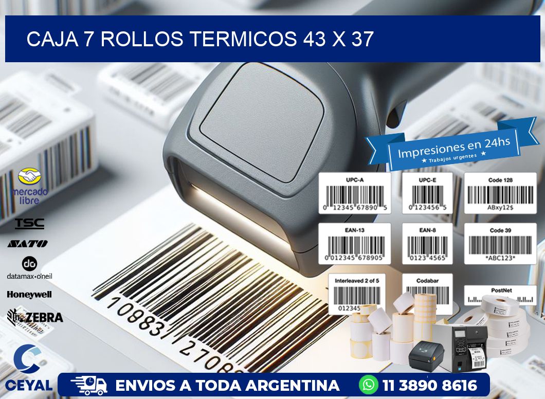 CAJA 7 ROLLOS TERMICOS 43 x 37