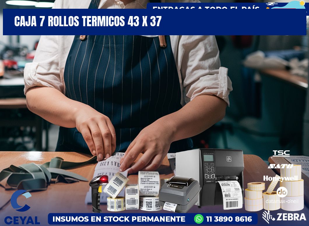 CAJA 7 ROLLOS TERMICOS 43 x 37