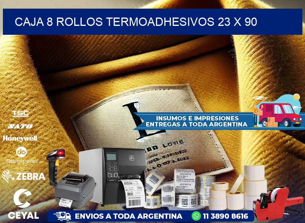 CAJA 8 ROLLOS TERMOADHESIVOS 23 x 90