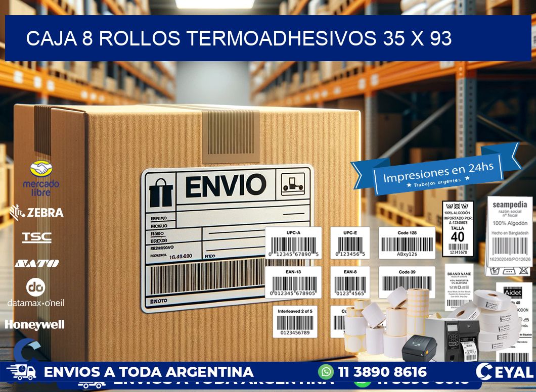 CAJA 8 ROLLOS TERMOADHESIVOS 35 x 93