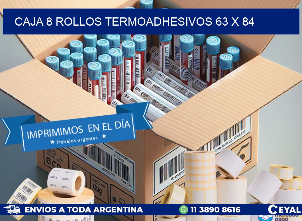 CAJA 8 ROLLOS TERMOADHESIVOS 63 x 84