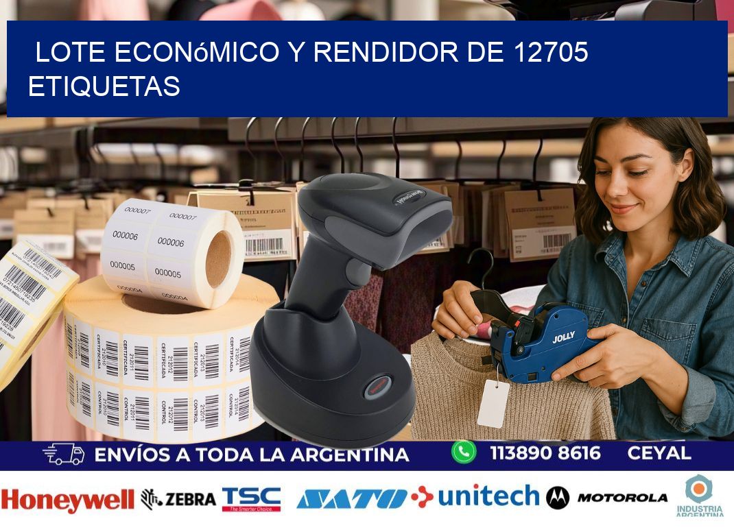 Lote económico y rendidor de 12705 etiquetas