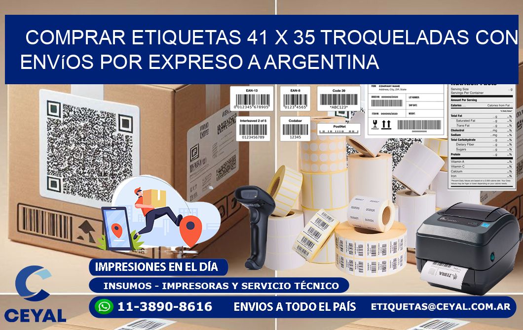 Comprar etiquetas 41 x 35 troqueladas con envíos por expreso a Argentina