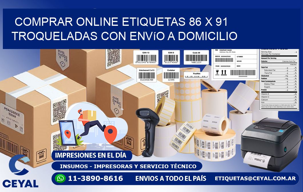 Comprar online etiquetas 86 x 91 troqueladas con envío a domicilio