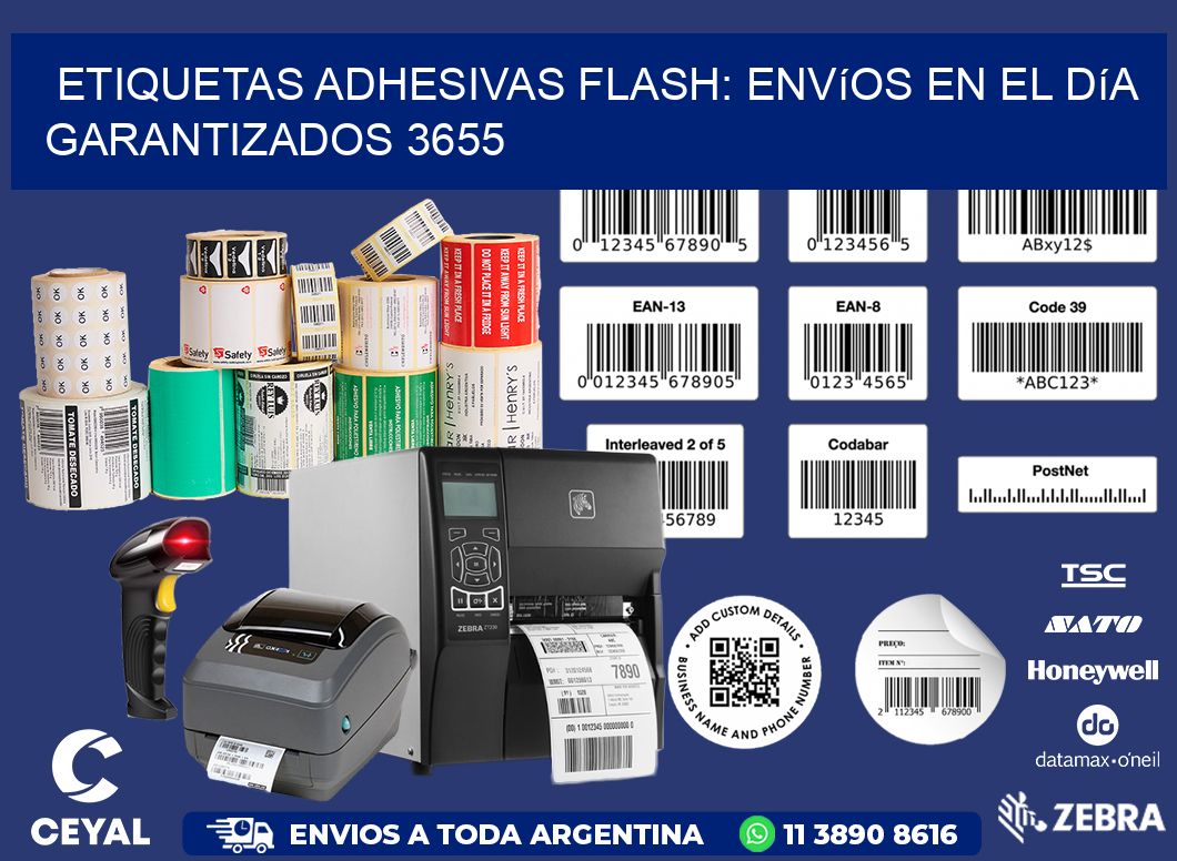 Etiquetas adhesivas Flash: Envíos en el Día Garantizados 3655