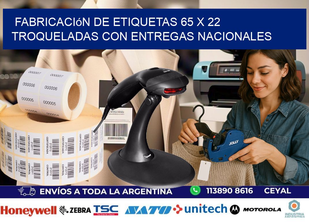 Fabricación de etiquetas 65 x 22 troqueladas con entregas nacionales