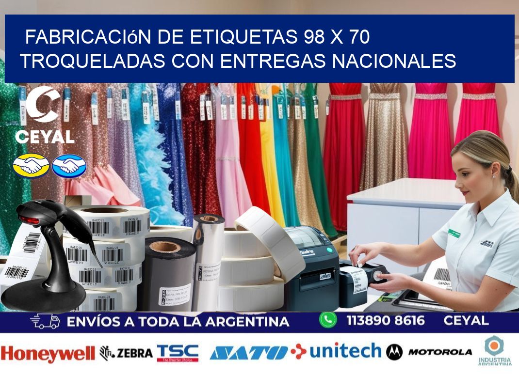 Fabricación de etiquetas 98 x 70 troqueladas con entregas nacionales