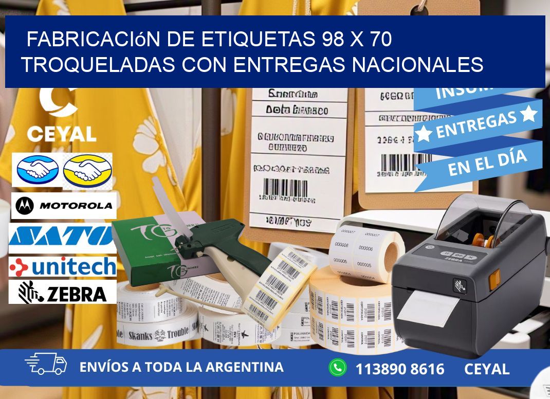 Fabricación de etiquetas 98 x 70 troqueladas con entregas nacionales