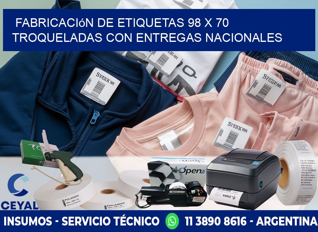 Fabricación de etiquetas 98 x 70 troqueladas con entregas nacionales
