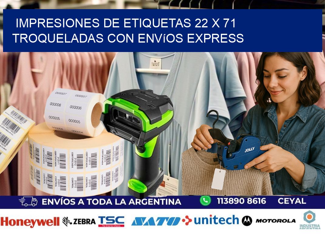 Impresiones de etiquetas 22 x 71 troqueladas con envíos express