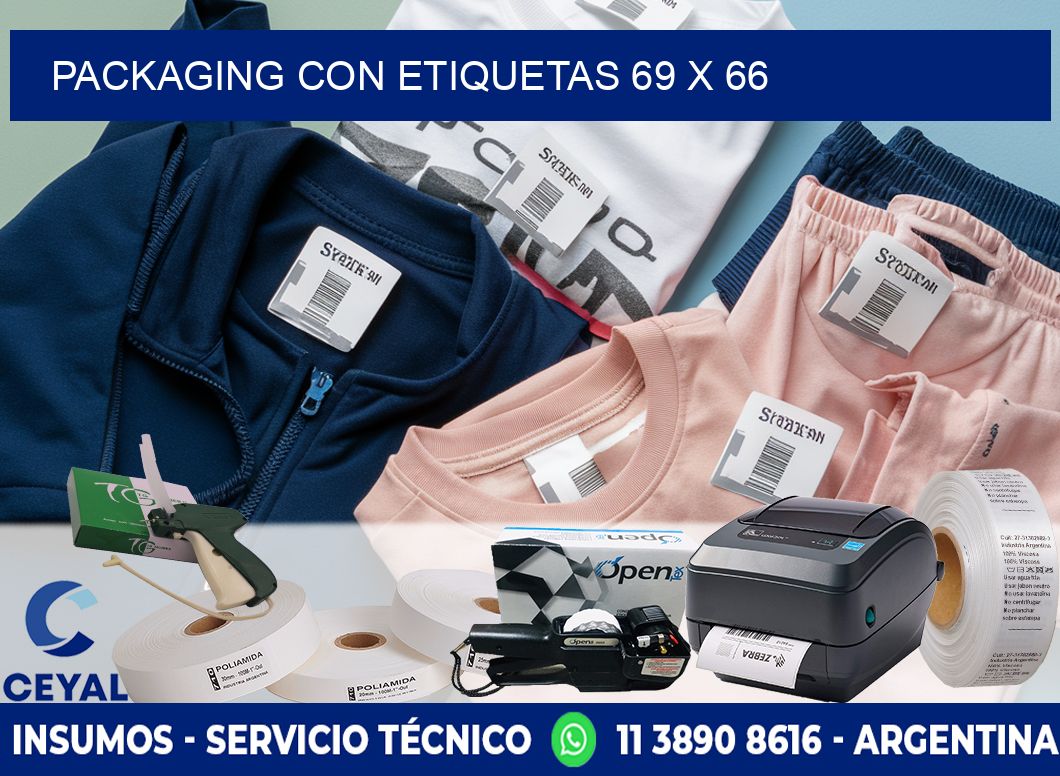 Packaging con etiquetas 69 x 66