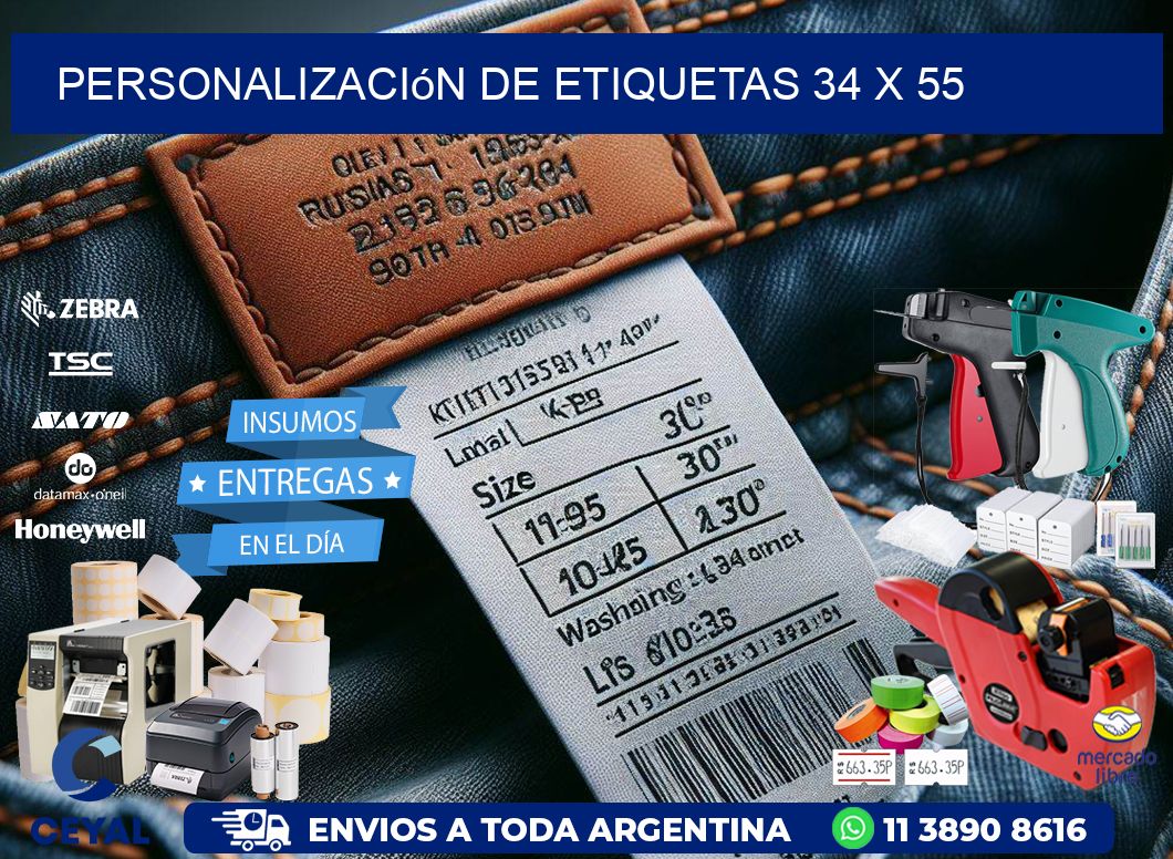Personalización de etiquetas 34 x 55
