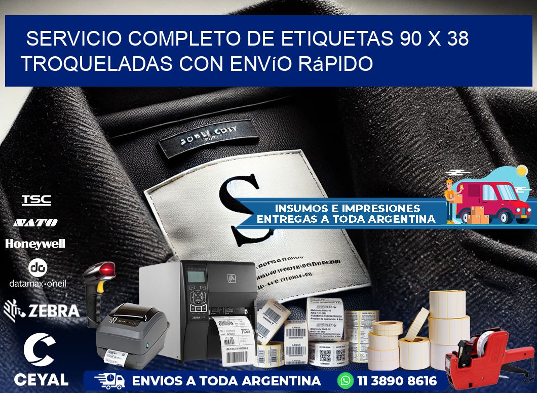 Servicio completo de etiquetas 90 x 38 troqueladas con envío rápido