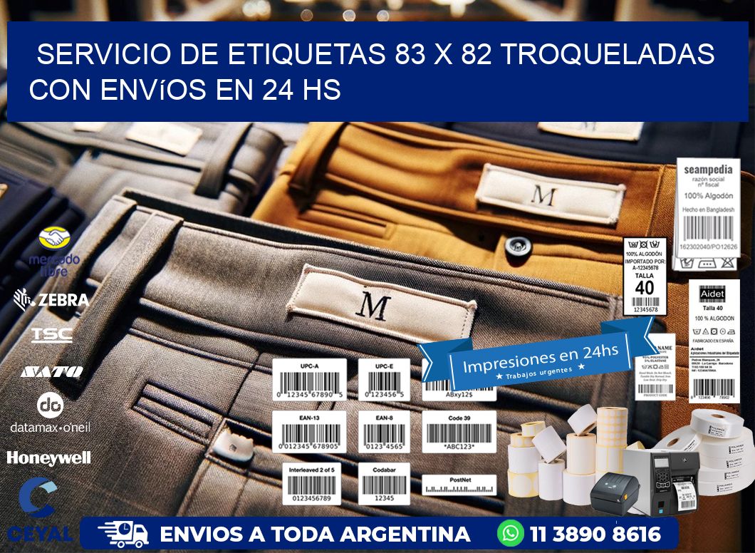 Servicio de etiquetas 83 x 82 troqueladas con envíos en 24 hs