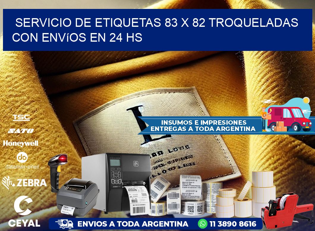 Servicio de etiquetas 83 x 82 troqueladas con envíos en 24 hs