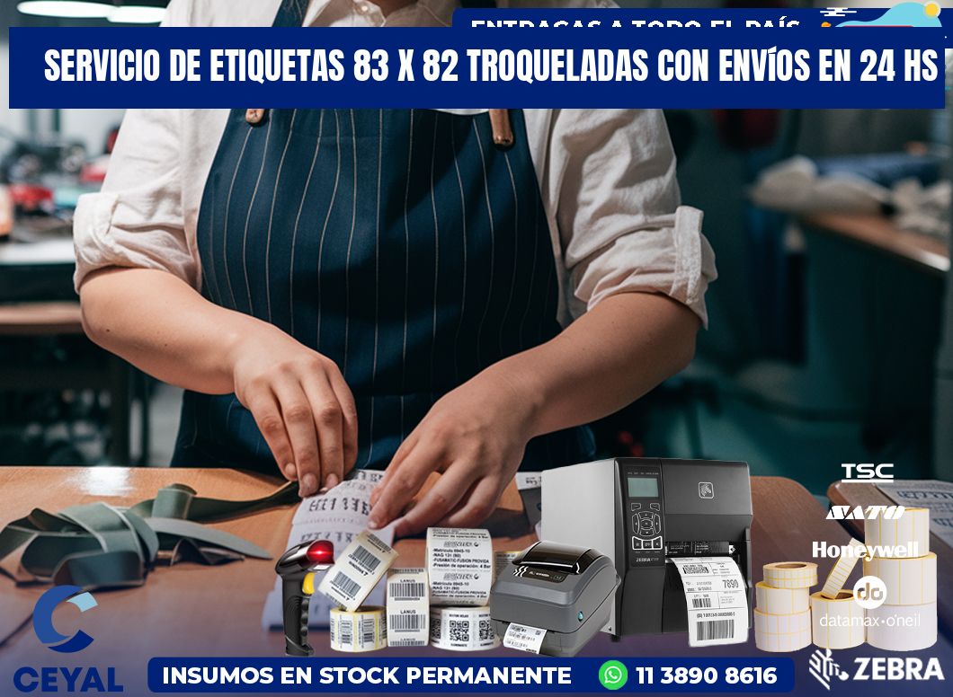 Servicio de etiquetas 83 x 82 troqueladas con envíos en 24 hs