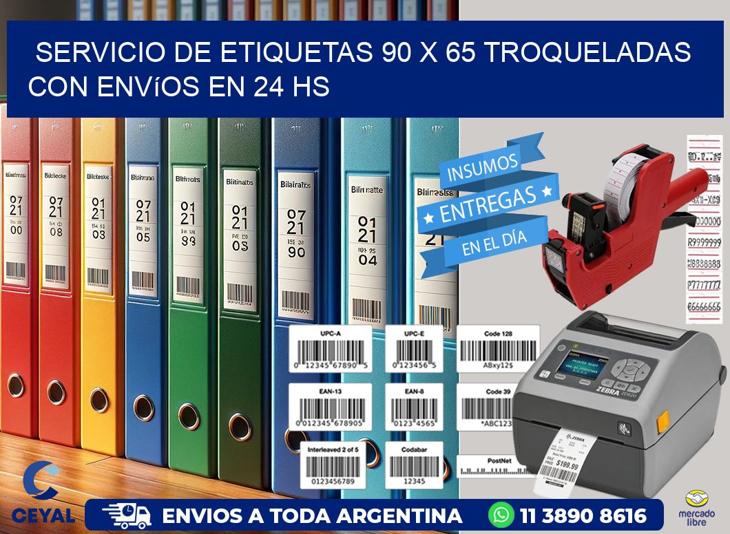 Servicio de etiquetas 90 x 65 troqueladas con envíos en 24 hs