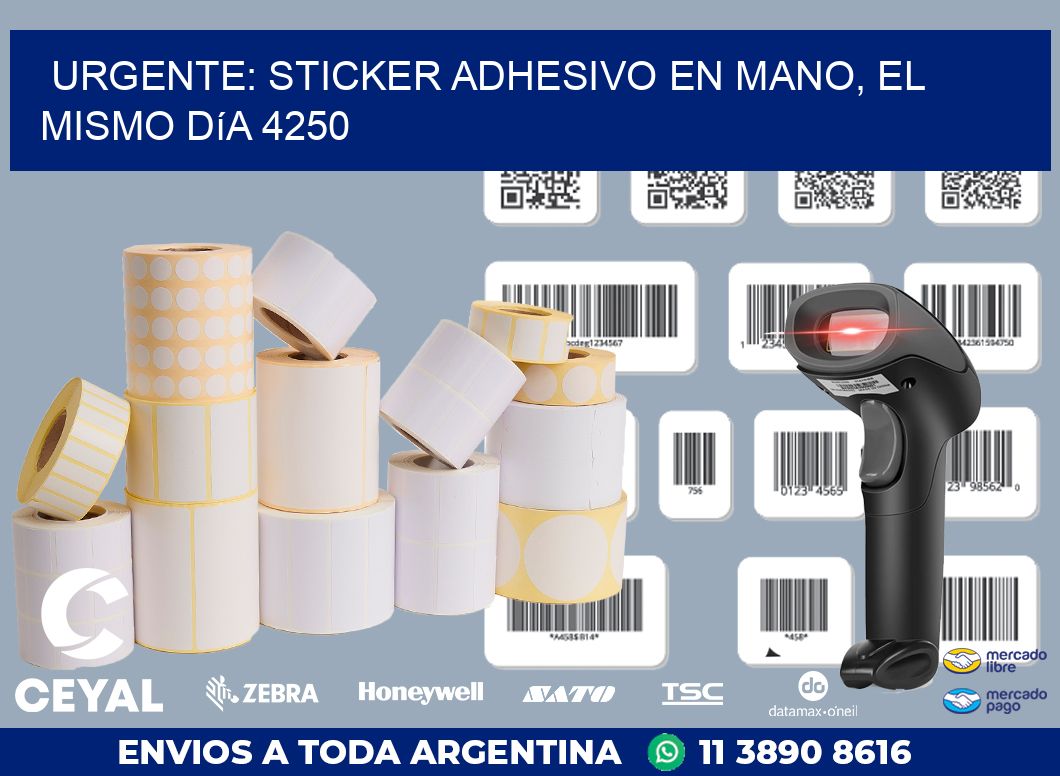 Urgente: Sticker adhesivo en Mano, el Mismo Día 4250